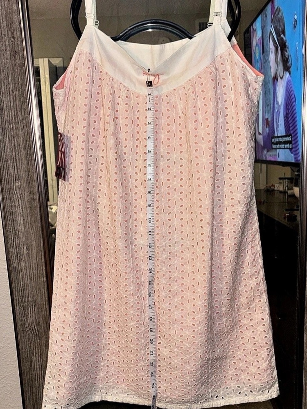 Roxy Bay Breeze Eyelet Minidress Pink & White Large - Picture 3 of 5